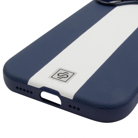 Кожаный чехол Rally with MagSafe для Apple iPhone 17 (6.3) Blue / White Кожаный чехол Rally with MagSafe для Apple iPhone 17 (6.3) Blue / White