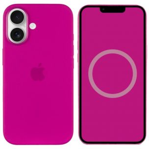 Чохол Silicone case (AAA) with Magsafe and Animation (button) для Apple iPhone 16 Plus, Fuchsia