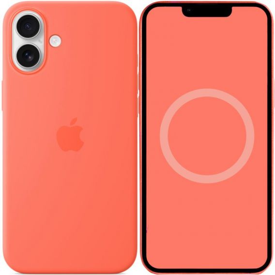 Чохол Silicone case (AAA) з Magsafe and Animation (button) для Apple iPhone 16 Plus, Tangerine