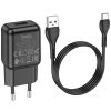 СЗУ Hoco C96A (1USB/2.1A) + кабель USB для Type-C, Black