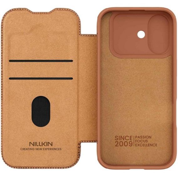 Шкіряний чохол-книжка Nillkin Qin Pro Camshield для Apple iPhone 17, Brown