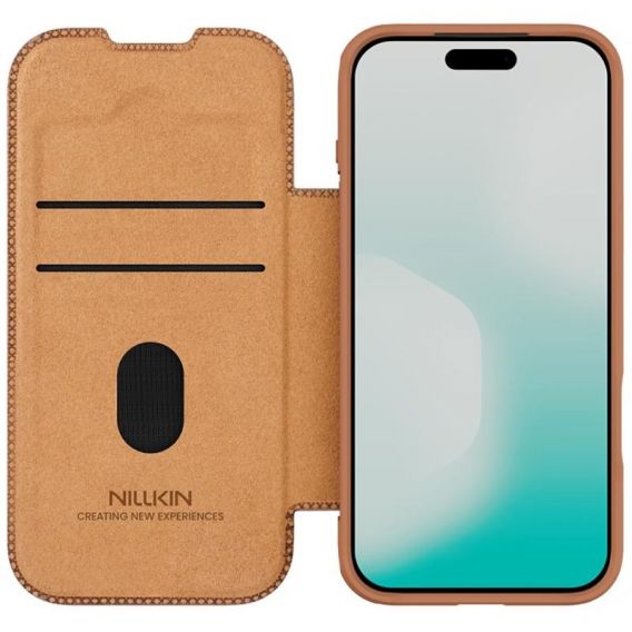 Шкіряний чохол-книжка Nillkin Qin Pro Camshield для iPhone 17 Pro, Brown