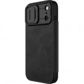 Чехол-книжка для iPhone 18 Pro Max / 17 Pro Max Nillkin Qin Pro CamShield, искусственная кожа и поликарбонат, черный