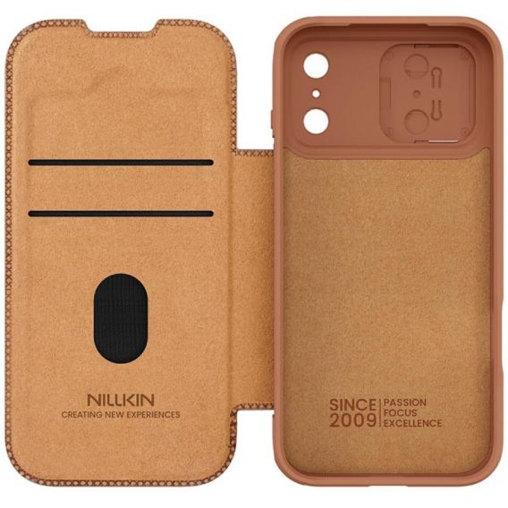 Шкіряний чохол-книжка Nillkin Qin Pro Camshield для iPhone 17 Pro Max, Brown