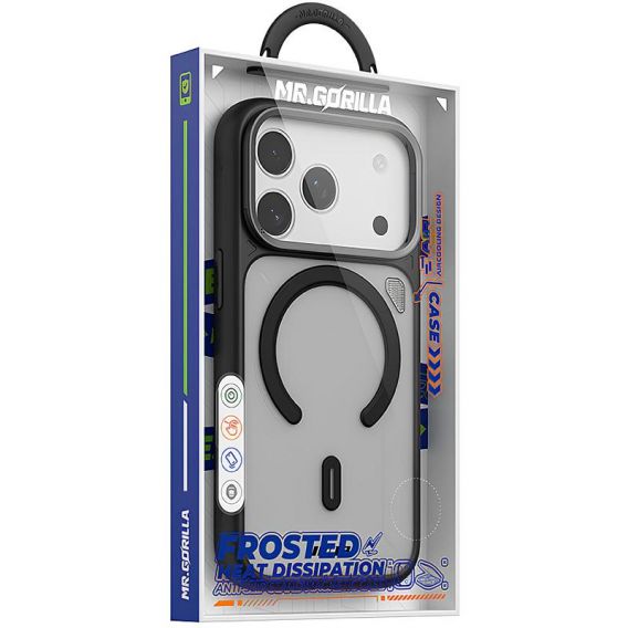 TPU+PC чохол Blueo Frosted Heat Dissipation Stand with MagSafe для Apple iPhone 17 Pro, Чорний