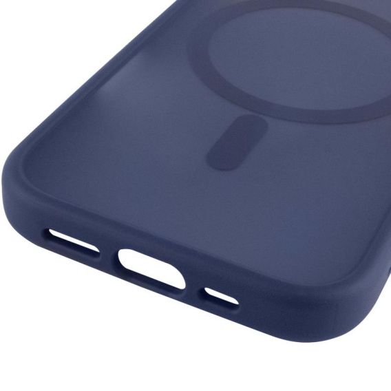 TPU+PC чохол Metal Buttons with MagSafe для Apple iPhone 17, Синій / Navy Blue