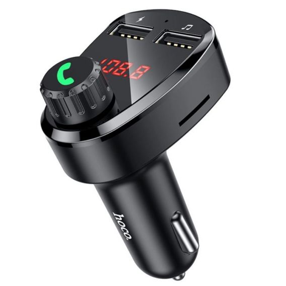 АЗУ FM модулятор Hoco DE24 QC3.0 (2USB-A), Black