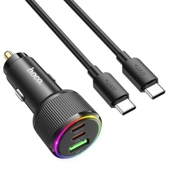 АЗУ Hoco NZ17 High Power 45W (1USB-A/2C) + кабель Type-C to Type-C, Black