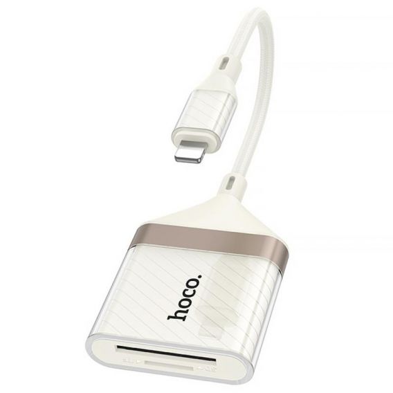 Перехідник Hoco UA40 Crystal 2in1 Lightning to SD/TF (0.15m), Apricot
