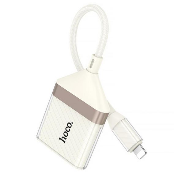 Перехідник Hoco UA40 Crystal 2in1 Lightning to SD/TF (0.15m), Apricot