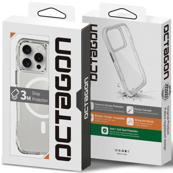 Чохол TPU Space Octagon with MagSafe для Apple iPhone 16 Pro, Clear