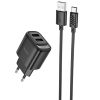 СЗУ Hoco C141A Smart 2.1A (2USB-A) + кабель USB для Type-C, Black