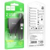 СЗУ Hoco C141A Smart 2.1A (2USB-A) + кабель USB для Type-C, Black