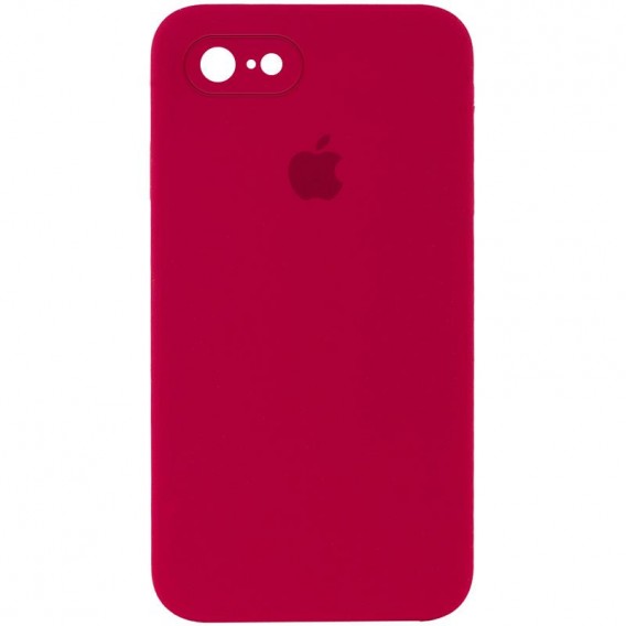 Чехол Silicone Case Square Full Camera Protective (AA) для Apple iPhone 6/6s (4.7") Красный / Rose Red