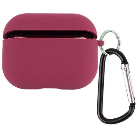 Силіконовий футляр з мікрофіброю для навушників Airpods Pro 3 Бордовий / Plum