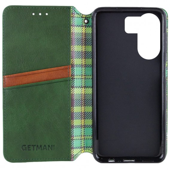 Шкіряний чохол-книжка GETMAN Cubic (PU) для Xiaomi Redmi 13C / Poco C65 Зелений