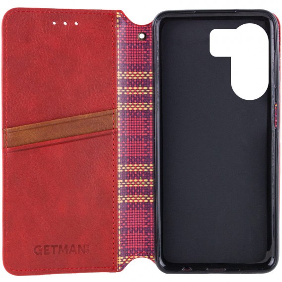Кожаный чехол-книжка GETMAN Cubic (PU) для Xiaomi Redmi 13C / Poco C65 Красный