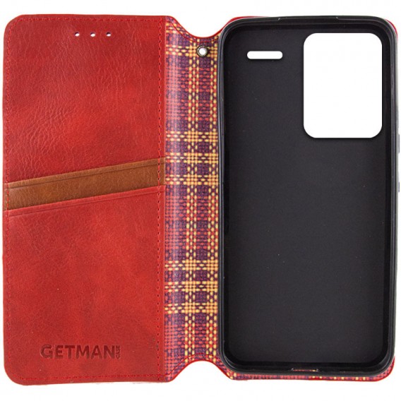 Шкіряний чохол-книжка GETMAN Cubic (PU) для Xiaomi Redmi Note 13 Pro+ Червоний