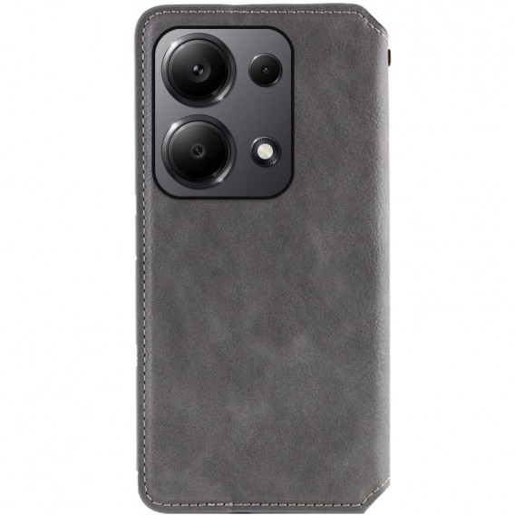 Шкіряний чохол-книжка GETMAN Cubic (PU) для Xiaomi Redmi Note 13 4G Сірий