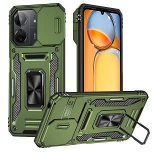 Ударопрочный чехол Camshield Army Ring для Xiaomi Redmi 13C / Poco C65 Оливковый / Army Green Ударопрочный чехол Camshield Army Ring для Xiaomi Redmi 13C / Poco C65 Оливковый / Army Green