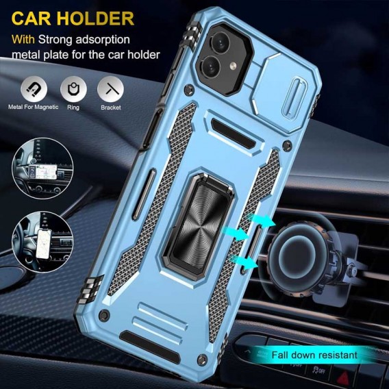 Ударопрочный чехол Camshield Army Ring для Samsung Galaxy A06 Голубой / Light Blue