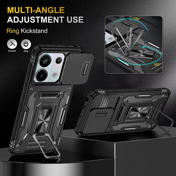 Ударостійкий чохол Camshield Army Ring для Xiaomi Redmi Note 13 4G Чорний / Black