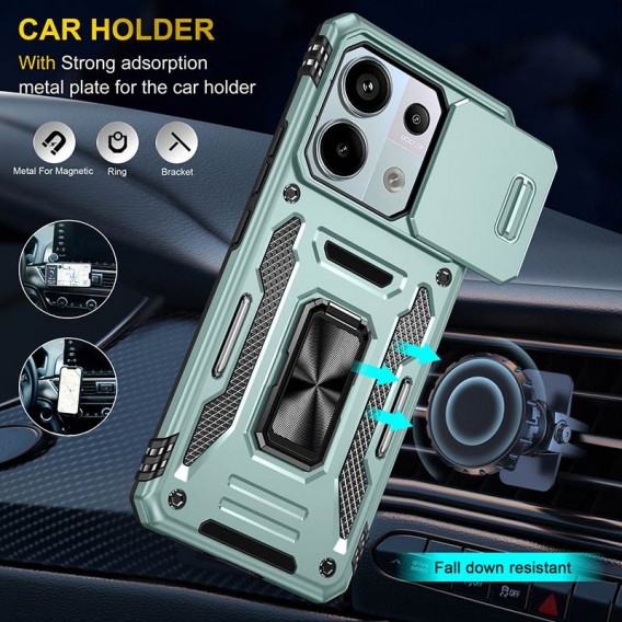 Ударопрочный чехол Camshield Army Ring для Xiaomi Redmi Note 13 4G Зеленый / Light Green