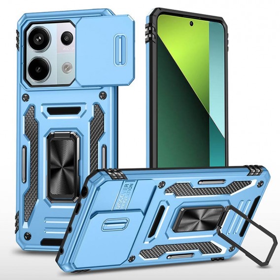 Ударостійкий чохол Camshield Army Ring для Xiaomi Redmi Note 13 Pro 4G / 14s / Poco M6 Pro 4G Блакитний / Light Blue