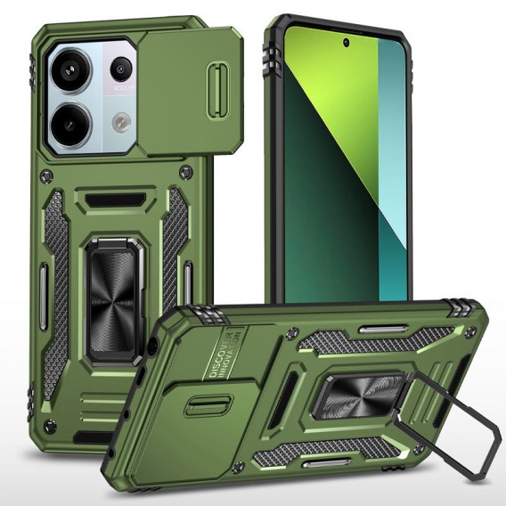 Ударостійкий чохол Camshield Army Ring для Xiaomi Redmi Note 13 Pro 4G / 14s / Poco M6 Pro 4G Оливковий / Army Green