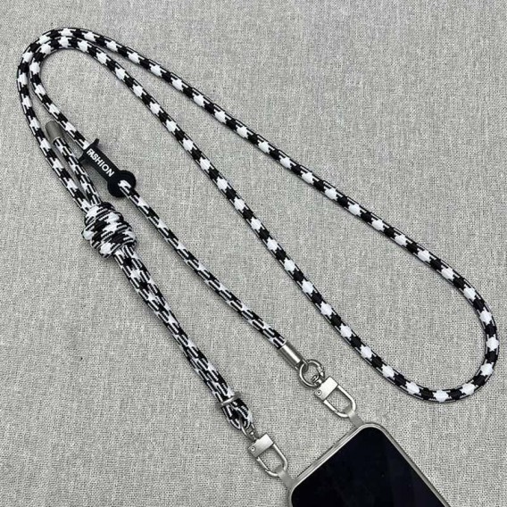 Шнурок із двома кріпленнями (8 мм) 150 см Black / White