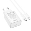 МЗП Hoco C143A Benefit PD20W (1USB-C) + кабель Type-C to Lightning White