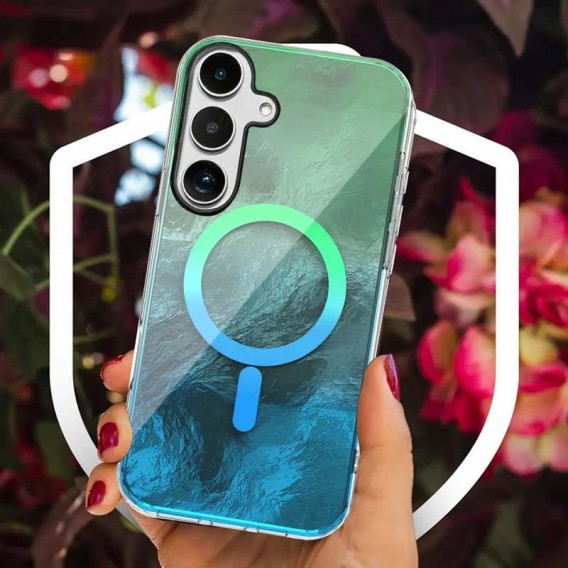 Чехол TPU Shiny Mountain (MagFit) для Samsung Galaxy S24 FE Green / Blue