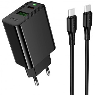 МЗП Hoco CS94A Leader PD20W+QC3.0 (1USB-A/1C) + кабель Type-C to Type-C Black МЗП Hoco CS94A Leader PD20W+QC3.0 (1USB-A/1C) + кабель Type-C to Type-C Black