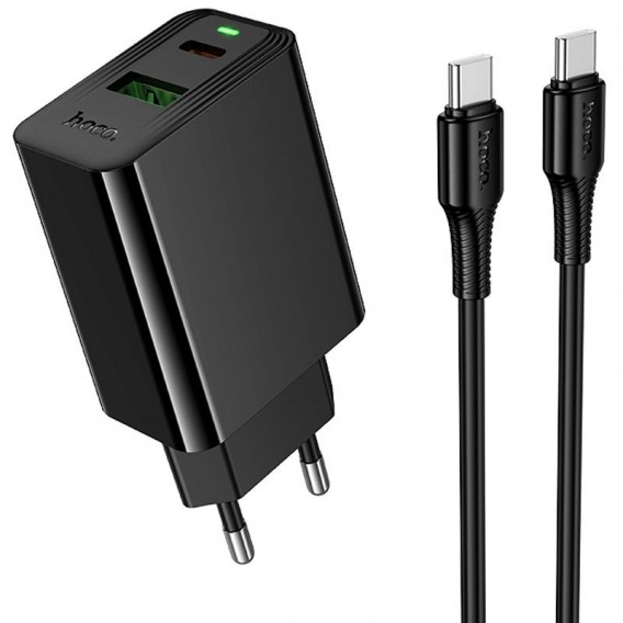 МЗП Hoco CS94A Leader PD20W+QC3.0 (1USB-A/1C) + кабель Type-C to Type-C Black