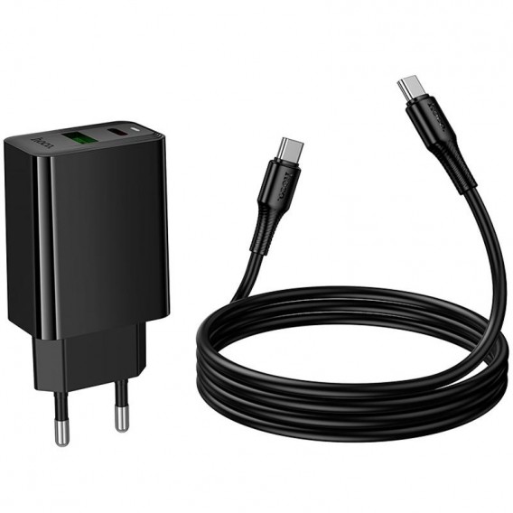 МЗП Hoco CS94A Leader PD20W+QC3.0 (1USB-A/1C) + кабель Type-C to Type-C Black