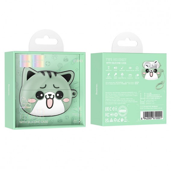Бездротові TWS навушники Hoco EW48 Happy Cat Case Mint Cat