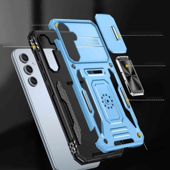 Ударопрочный чехол Camshield Army Ring для Samsung Galaxy A35 / A55 Голубой / Light Blue