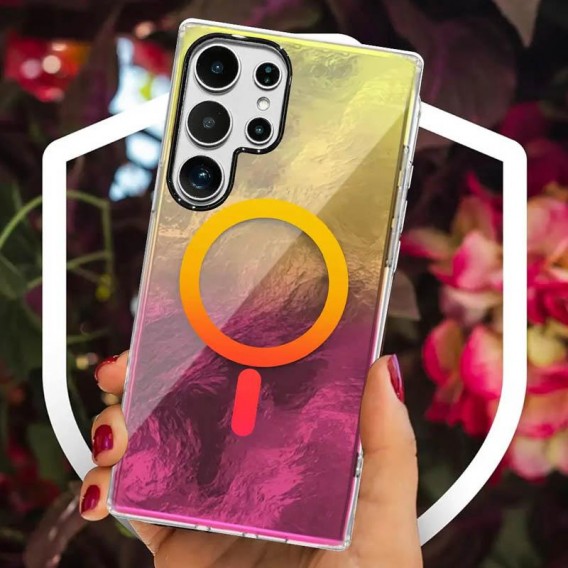 Чехол TPU Shiny Mountain (MagFit) для Samsung Galaxy S24 Ultra Yellow / Pink