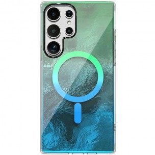 Чехол TPU Shiny Mountain (MagFit) для Samsung Galaxy S25 Ultra Green / Blue Чехол TPU Shiny Mountain (MagFit) для Samsung Galaxy S25 Ultra Green / Blue