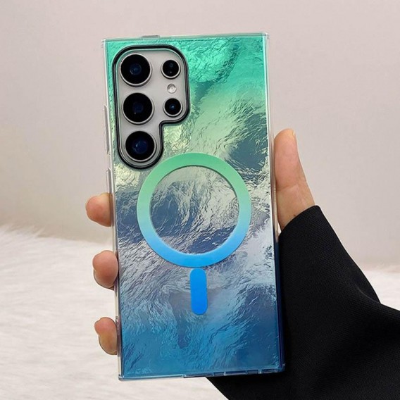 Чохол TPU Shiny Mountain (MagFit) для Samsung Galaxy S25 Ultra Green / Blue