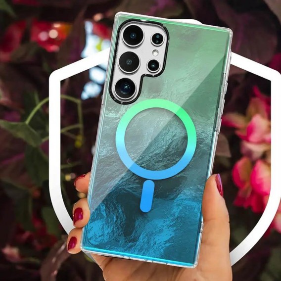 Чохол TPU Shiny Mountain (MagFit) для Samsung Galaxy S25 Ultra Green / Blue