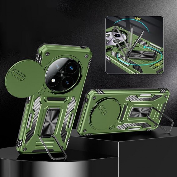 Ударостійкий чохол Camshield Army Ring для Xiaomi Redmi Note 14 Pro 4G/5G / Poco X7 Оливковий / Army Green