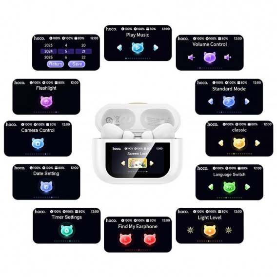 Бездротові TWS навушники Hoco EW88 Rampino with Touch Screen ANC White