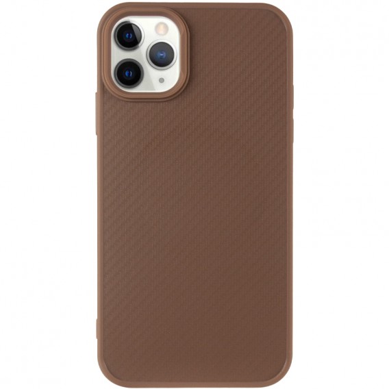 TPU чехол Carbon Protective with Magsafe для Apple iPhone 12 Pro / 12 (6.1 дюйма) Coffee