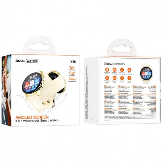 Смарт-годинник Hoco Y38 Smart sports watch (call version) Gold