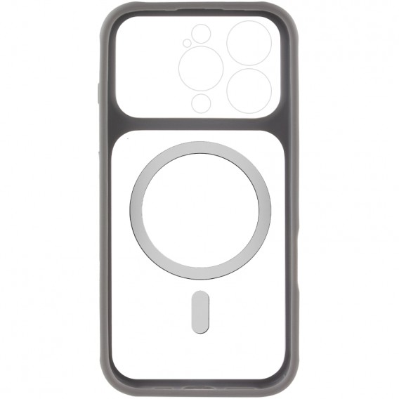 Чохол TPU+PC GETMAN Moon Clear with MagSafe для Apple iPhone 16 Pro Max (6.9") Grey