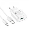 МЗП Hoco C109A Fighter QC3.0 18W (1USB-A) + кабель USB to MicroUSB White