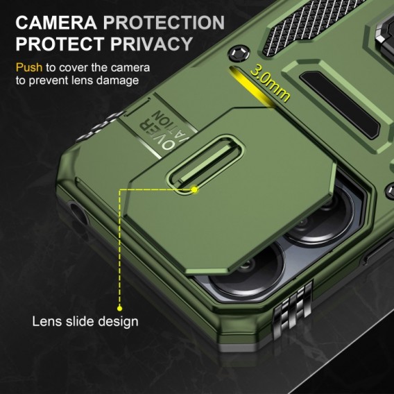 Ударопрочный чехол Camshield Army Ring для Xiaomi Poco X6 / Note 13 Pro 5G Оливковый / Army Green