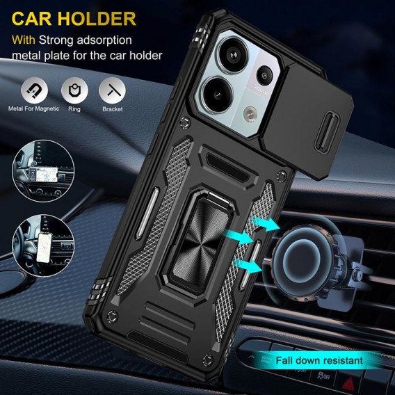 Ударостійкий чохол Camshield Army Ring для Xiaomi Poco X6 / Note 13 Pro 5G Чорний / Black