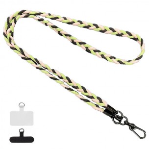 Плетенный шнурок (5мм) 120см Black / Green / Powder